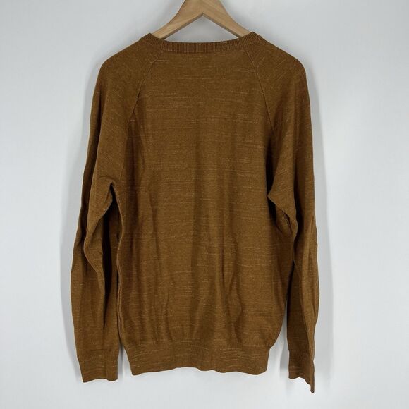 J Crew Sweater Size Medium Mens Rust Brown Budded Raglan Sleeve Crewneck Cotton - Picture 4 of 7